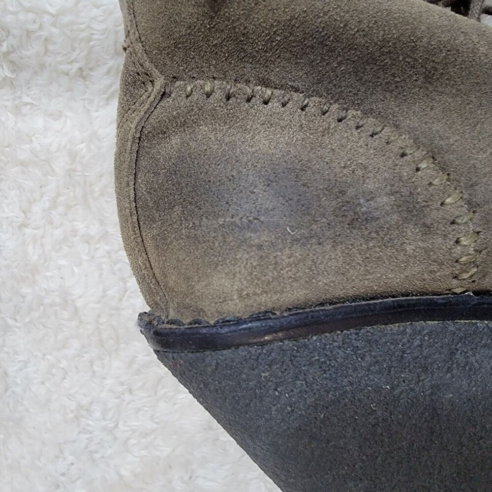 Rag & Bone Odval Wedge Ankle Lace Up Olive Green Suede Boots Size 37 US 7 - Picture 10 of 16